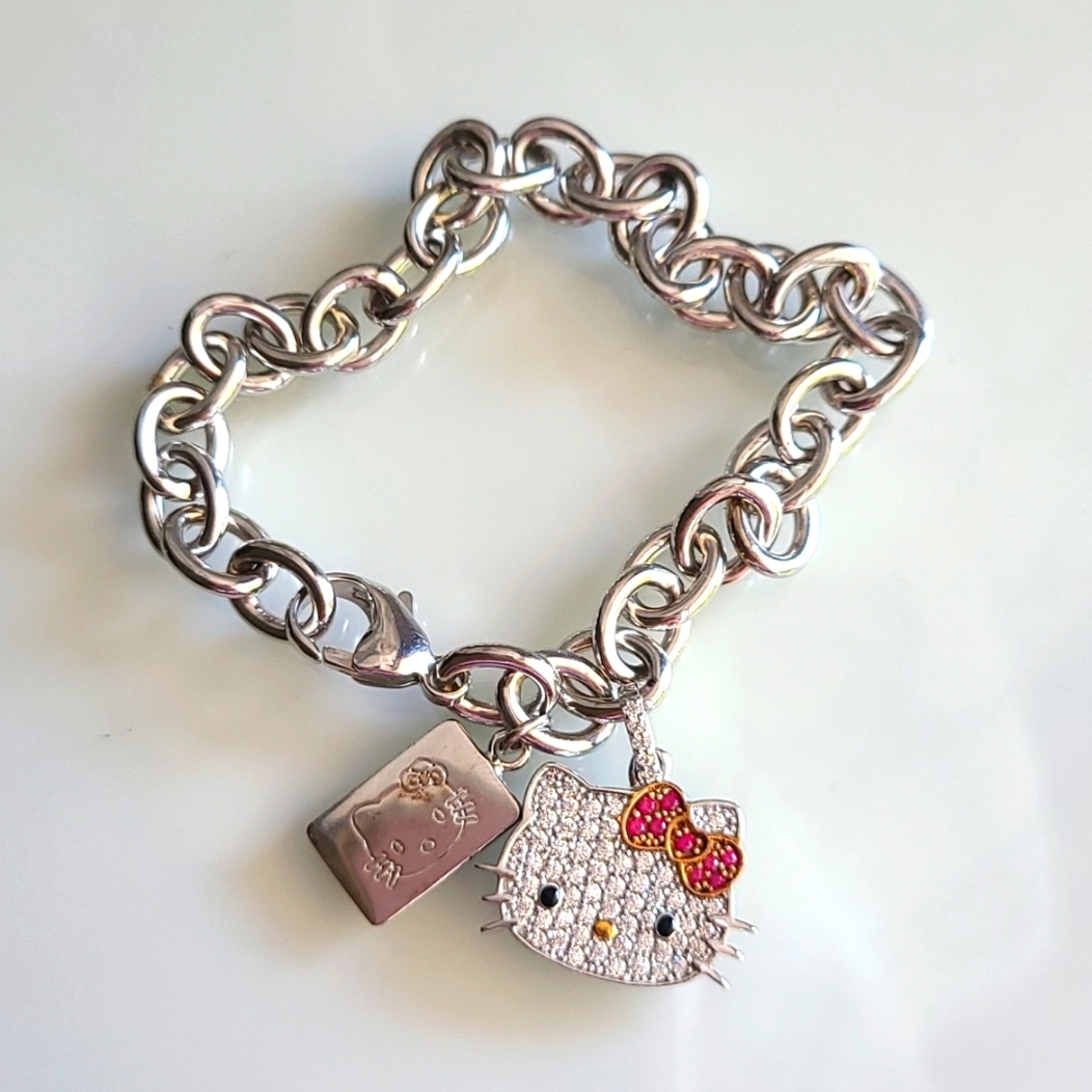 Sterling Silver Sanrio Hello Kitty Crystal Bracelet